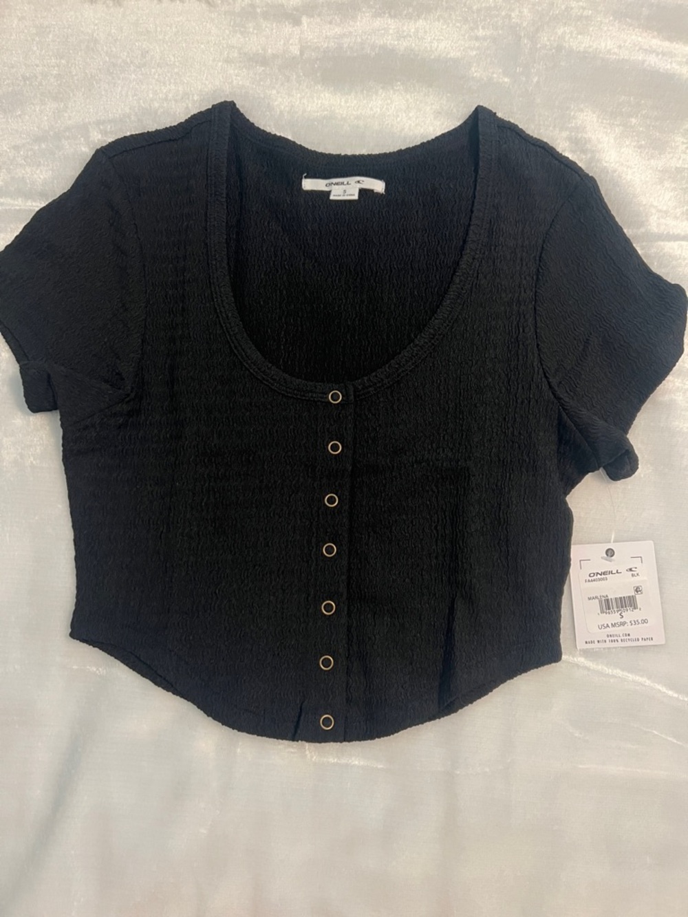 O'Neill Marlena Cropped Button-Up Knit Top